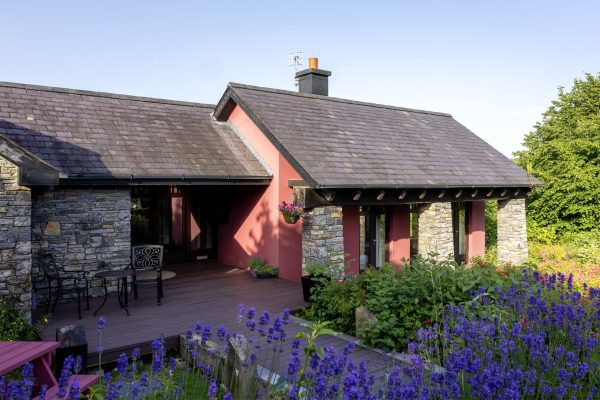 Sheltered patio with a garden table and chairs